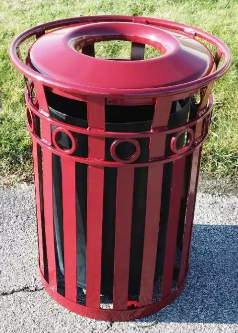 Outdoor Trash Can Outdoor Trash Can Vintage Metal Rubbish Bin 10.5 Gallon  Commercial Decoration Waste Bin for Park Streets and Other Public Places