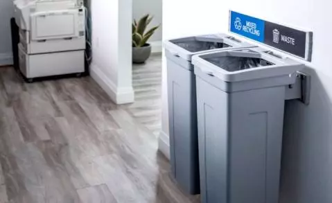 The Rise Double 30 Gal. Wall Mounted Waste Receptacles and Recycle Bins