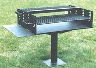 Pedestal Park Grill, 300 sq. in. Charcoal Grill, Attached Adjustable  Grate