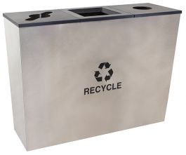 18-Gallon Tapered Triple Bin Recycling Receptacle | Stainless Steel ...