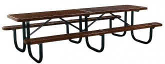 12' Thermoplastic Coated Picnic Table with  Walk Through Design and Diamond Pattern Top and Seats