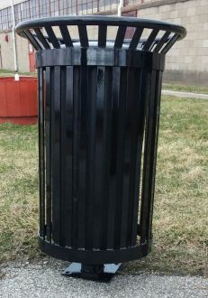 24-Gallon Steel Slat Trash Receptacle