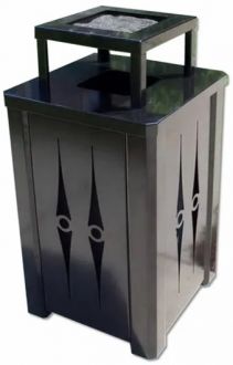 32 Gallon Steel Trash Receptacle With Ash Cover