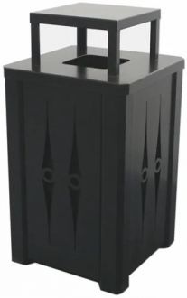 32 Gallon Steel Trash Receptacle With Rain Cover