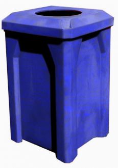 32-Gallon Square Trash receptacle with Flat Top with 10 Inch Opening