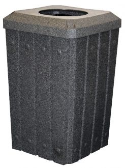 32-Gallon Square Molded Slat Trash Receptacle With Flat Top and 10 Inch Opening