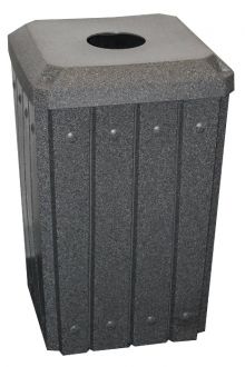 32-Gallon Square Molded Slat Trash Receptacle With Flat Top with 4 inch opening