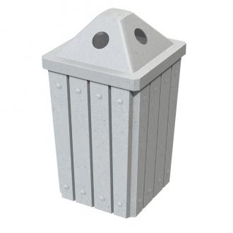 32-Gallon Square Molded Slat Trash Receptacle With Pyramid Top