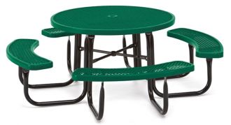 46" Round Picnic Table  Walk Through Design with Thermoplastic Coated Steel