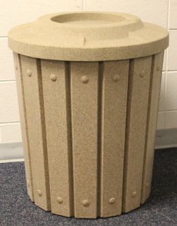 42-Gallon Molded Slat Trash Receptacle With 4 Inch Recycle Top