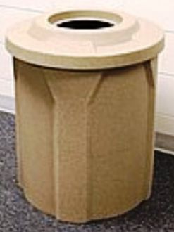 42 Gallon Round Plastic Trash Receptacle with 11.5" recycle lid