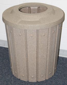 42-Gallon Molded Slat Trash Receptacle With 10" Opening Top