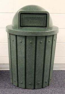 42-Gallon Molded Slat Trash Receptacle With Dome Top