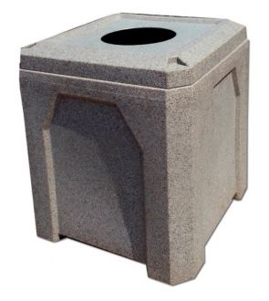 52-Gallon Square Recycling Receptacle with Flat Lid with 10" Hole and Heavy Duty Liner