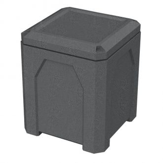 52-Gallon Square Trash Receptacle with Flat Lid Dust Cover Assembly