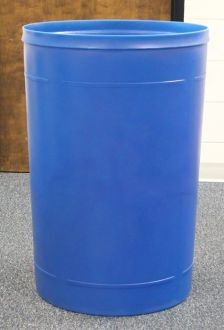 55 Gallon Round Plastic Trash Receptacle with many top options