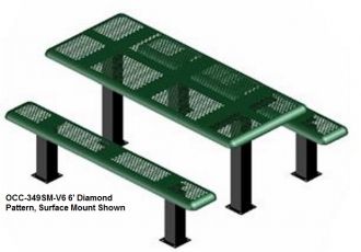 Picnic Table with Pedestal table and seats steel with Thermoplastic coating