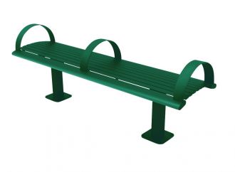 6 Foot Richmond 82 Series Horizontal Slat Backless Steel Bench with Arm Rests