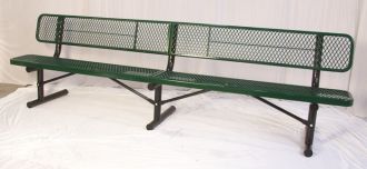 10 Foot Heavy Duty Park Bench With Back Thermoplastic Coated and 12" Seat