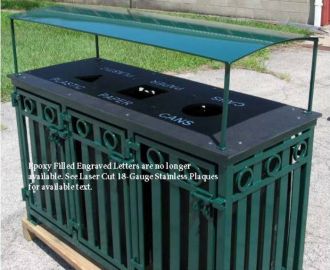 3 Bay Outdoor Recycle Bin with recycled Plastic Top