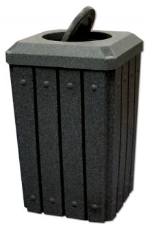 32-Gallon Square Molded Slat Trash Receptacle With Bug Barrier