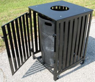 50-Gallon Square Trash Receptacle with Recycled Plastic Top
