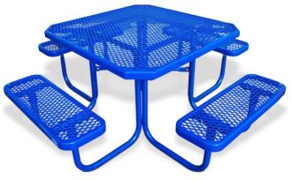46" Octagon Picnic Table  Walk Through Design with Thermoplastic Coated Steel