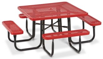 46" Square Picnic Table  Walk Through Design with Thermoplastic Coated Steel