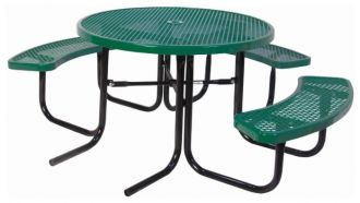 46" Round Picnic Table  ADA Accessible  Design with Thermoplastic Coated Steel Top and Seats