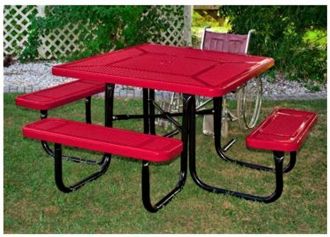 46" x 55"  ADA Accessible Picnic Table  with Thermoplastic Coated Steel Top and Seats