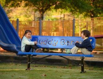 Buddy Bench - 8 Foot Heavy Duty Duty Buddy Bench With Thermoplastic Coated Seat and Back and 3 Mounting Options