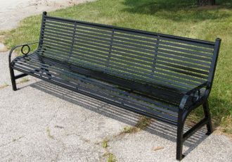 8 Foot Steel Park Bench with Horizontal Slats