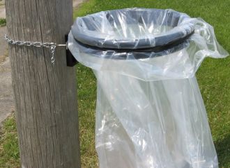 Pole mounted Open Bag Trash Receptacle