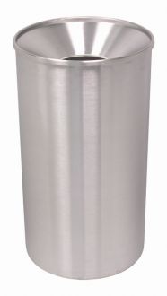 33-Gallon Stainless Steel Waste Receptacle, Funnel Top