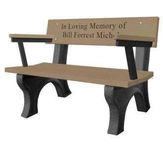 4-Foot Landmark Memorial Park Bench with Arm Rest