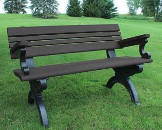 4 Foot Cambridge Park Bench with Arm Rest