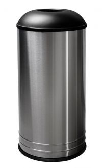 18-Gallon Trash Receptacle with Domed Top, Stainless Steel