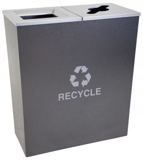 18-Gallon Tapered Dual Recycle Bin, Hammered Charcoal