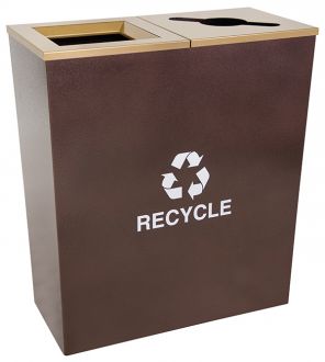 18-Gallon Tapered Dual Recycle Bin, Hammered Copper