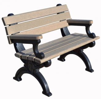 4 Foot Silhouette Park Bench with Arm Rest