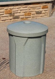 42 Gallon Round Plastic Recycle Receptacle with Mushroom Top with 5" Hole